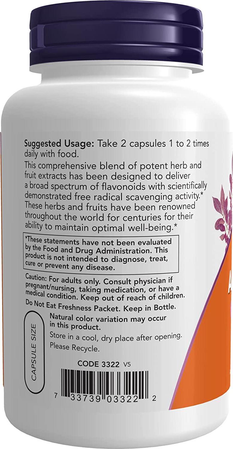 NOW Supplements, Super Antioxidants with Herbal Extracts and a Broad Spectrum of Flavonoids, 120 Veg Capsules