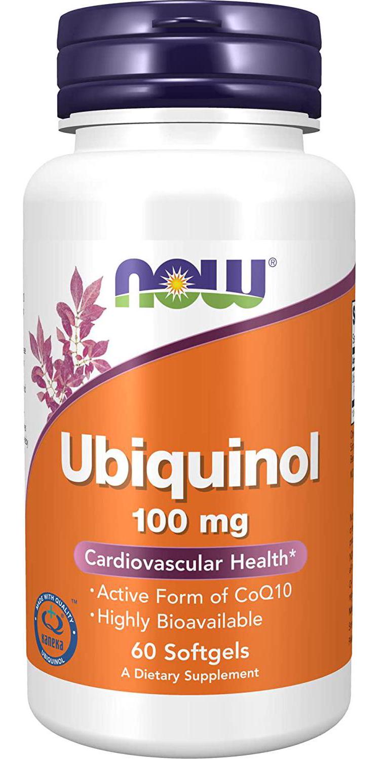 NOW Supplements, Ubiquinol 100 mg, High Bioavailability (the Active Form of CoQ10), 60 Softgels