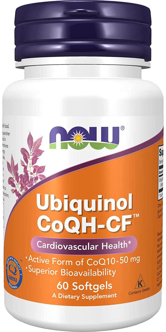 NOW Supplements, Ubiquinol CoQH-CF (the Active Form of CoQ10 - 50 mg with Superior Bioavailability), 60 Softgels