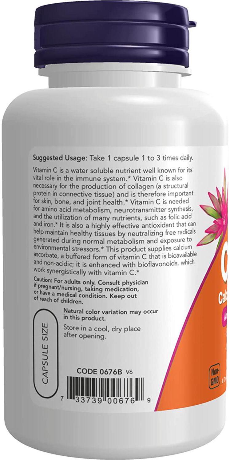 NOW Supplements, Vitamin C-500 Calcium Ascorbate, Antioxidant Protection*, 100 Veg Capsules