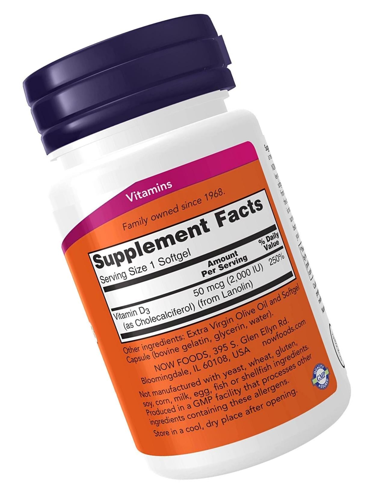 NOW Supplements, Vitamin D-3 2000 IU, 30 Softgels