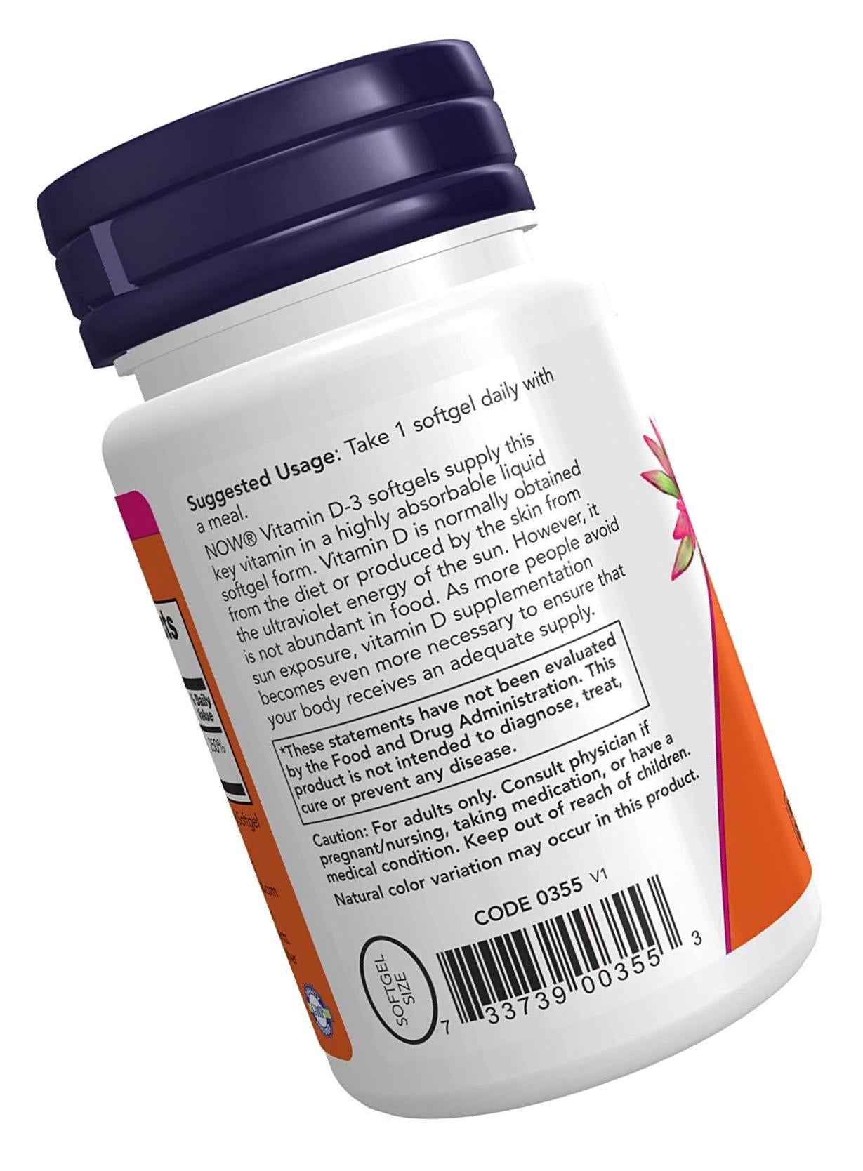 NOW Supplements, Vitamin D-3 2000 IU, 30 Softgels