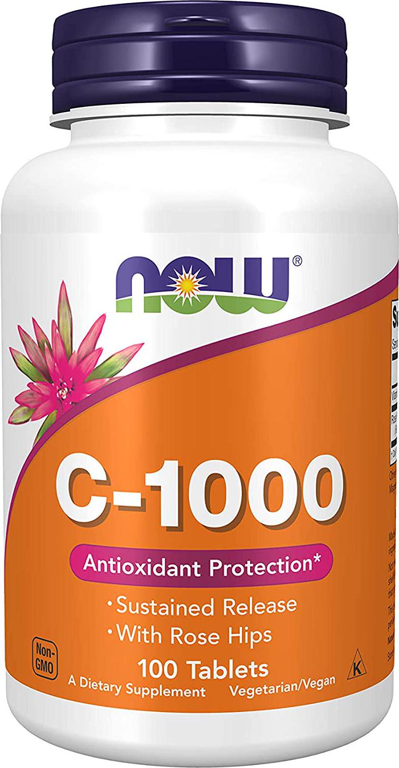 NOW Supplements, Vitamin C-1,000 with Rose Hips, Sustained Release, Antioxidant Protection*, 100 Tablets