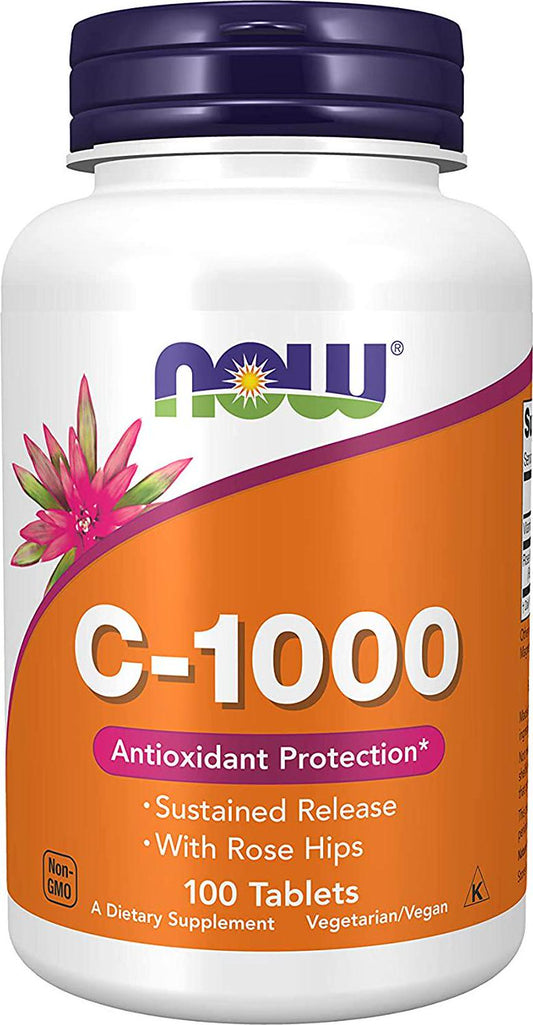 NOW Supplements, Vitamin C-1,000 with Rose Hips, Sustained Release, Antioxidant Protection*, 100 Tablets