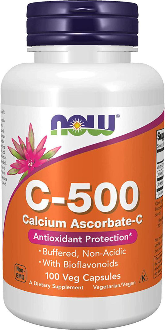NOW Supplements, Vitamin C-500 Calcium Ascorbate, Antioxidant Protection*, 100 Veg Capsules