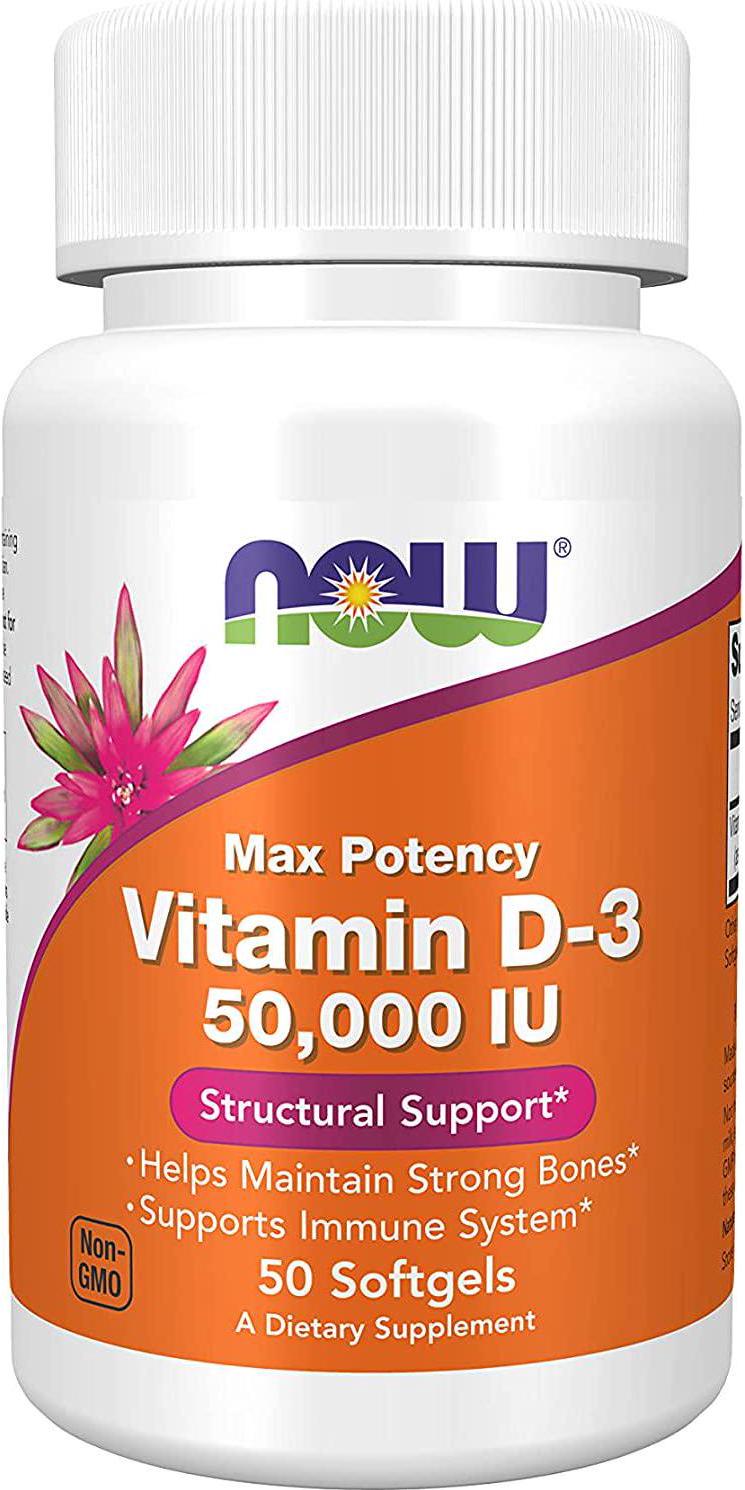 NOW Supplements, Vitamin D-3 50,000 IU Softgels, 50 Count (Pack of 1)