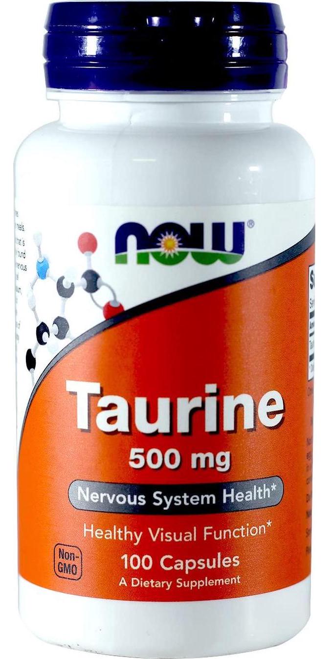 NOW Taurine 500mg, 100 Capsules (Pack of 3)