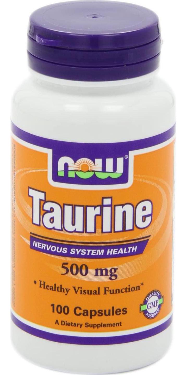 NOW Taurine 500mg, 100 Capsules (Pack of 3)