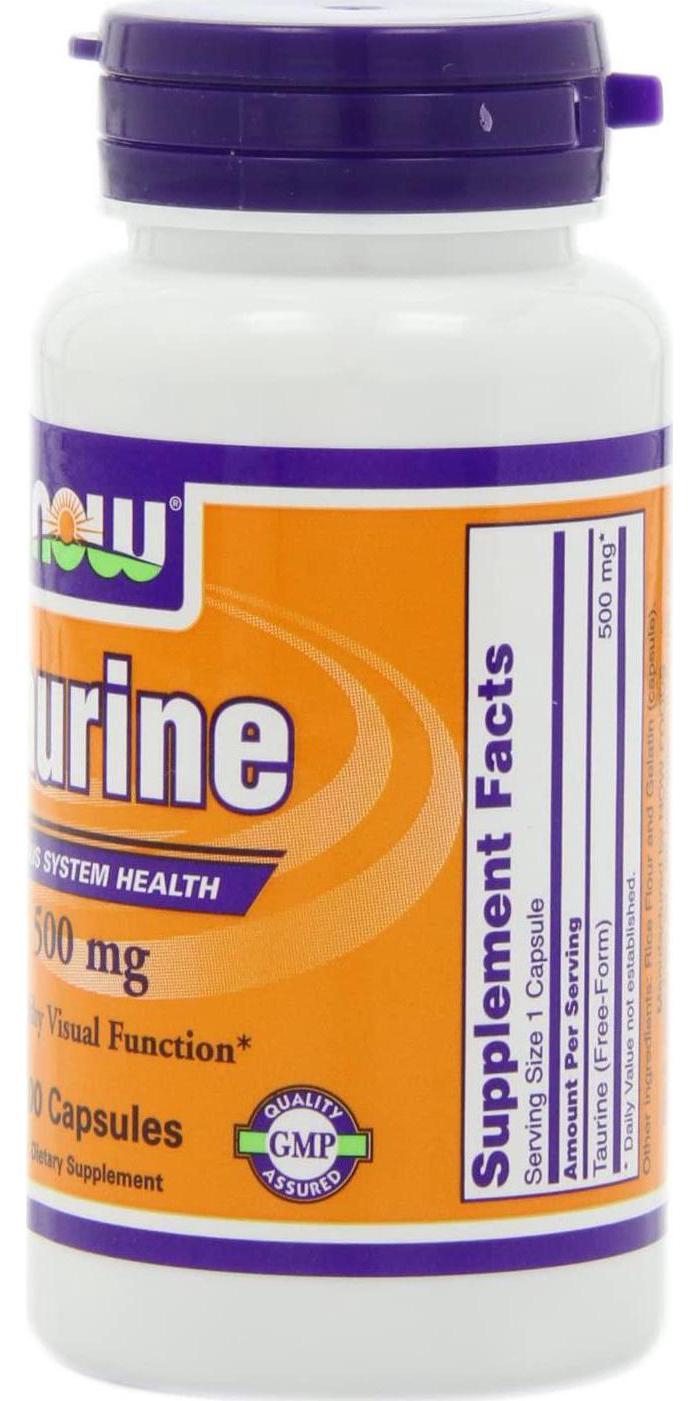 NOW Taurine 500mg, 100 Capsules (Pack of 3)