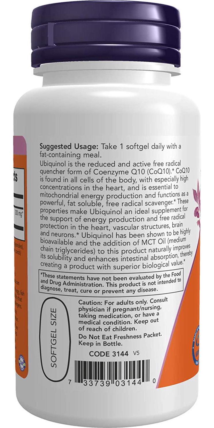 NOW Ubiquinol 200 mg,60 Softgels