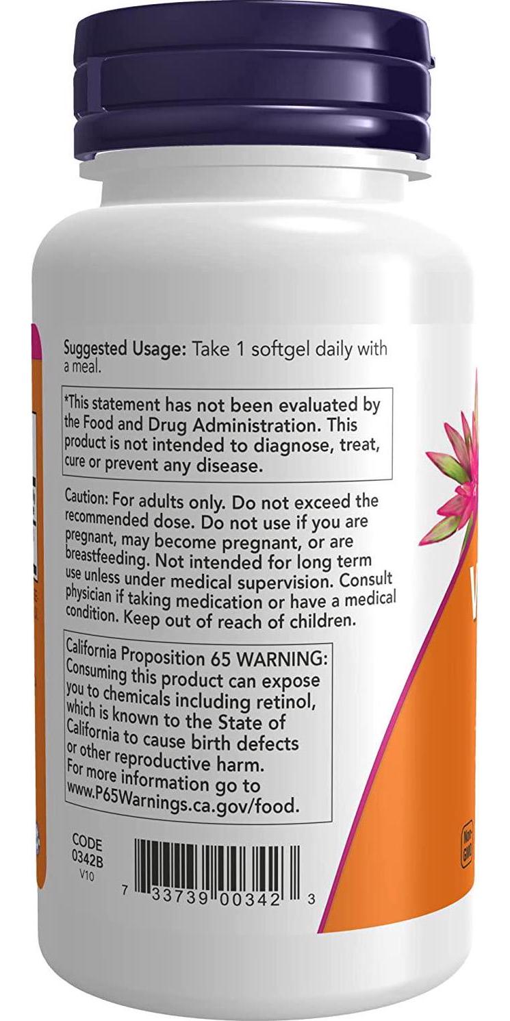 NOW Vitamin A (Fish Liver Oil),250 Softgels