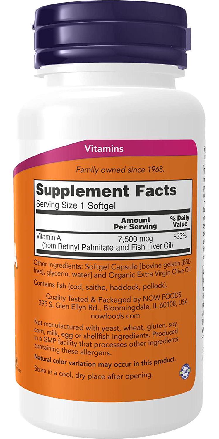 NOW Vitamin A (Fish Liver Oil),250 Softgels