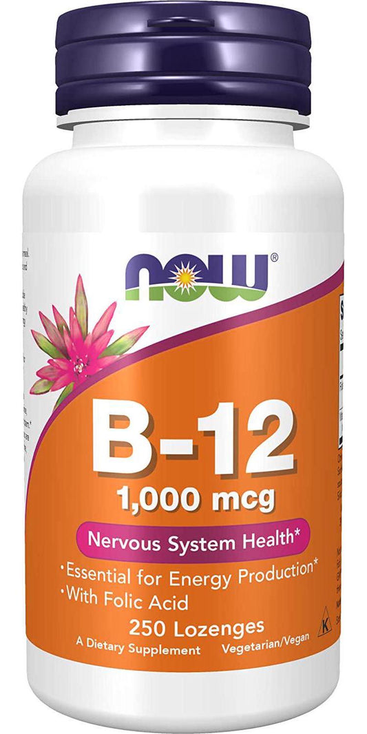 NOW Vitamin B-12 (1000 mcg) with Folic Acid,250 Chewable Lozenges