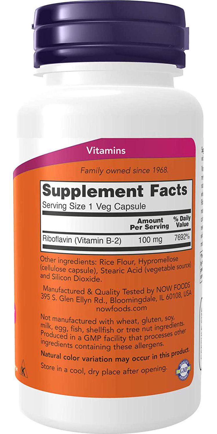 NOW Vitamin B-2 (Riboflavin) 100 mg,100 Capsules