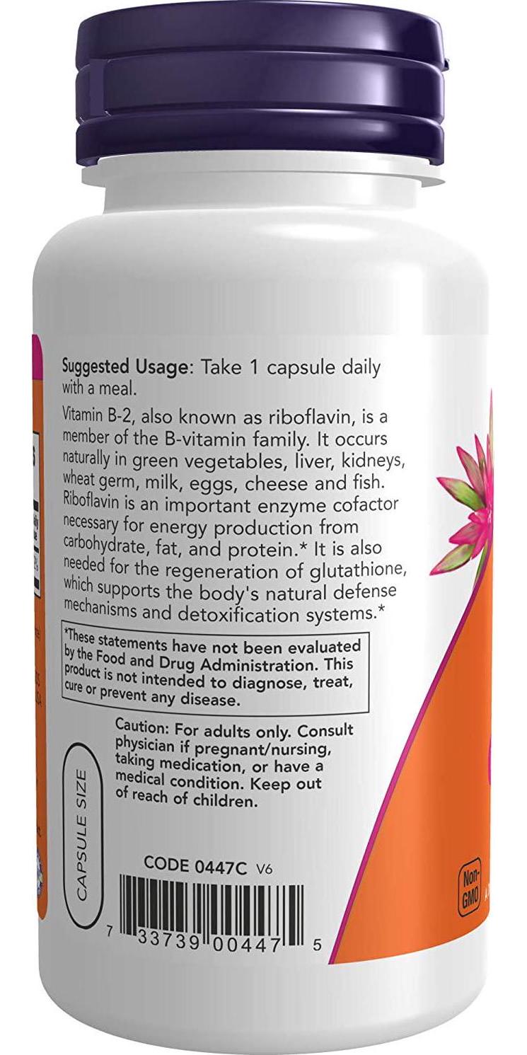 NOW Vitamin B-2 (Riboflavin) 100 mg,100 Capsules