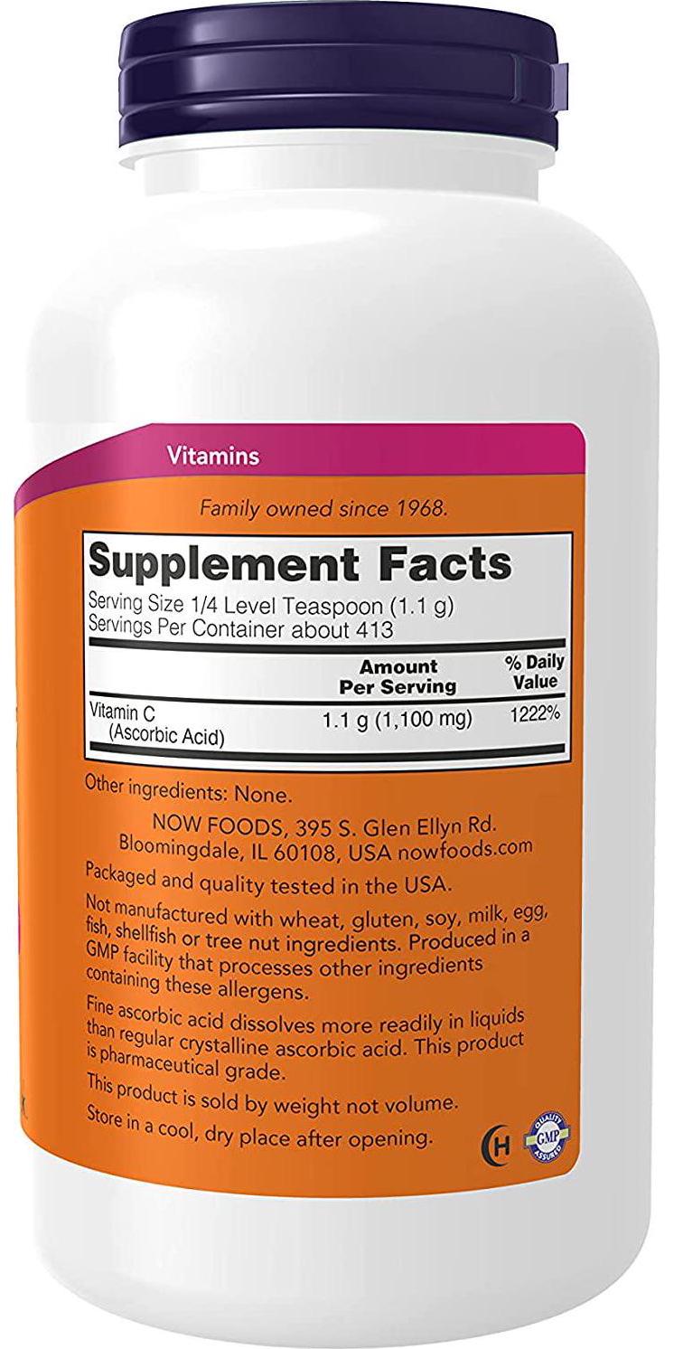 NOW Vitamin C Crystals Powder, 1-Pound