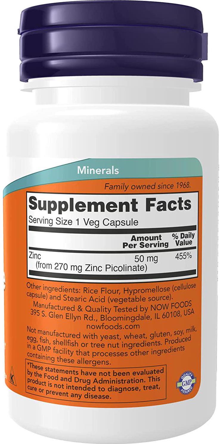 NOW Zinc Picolinate,60 Veg Capsules