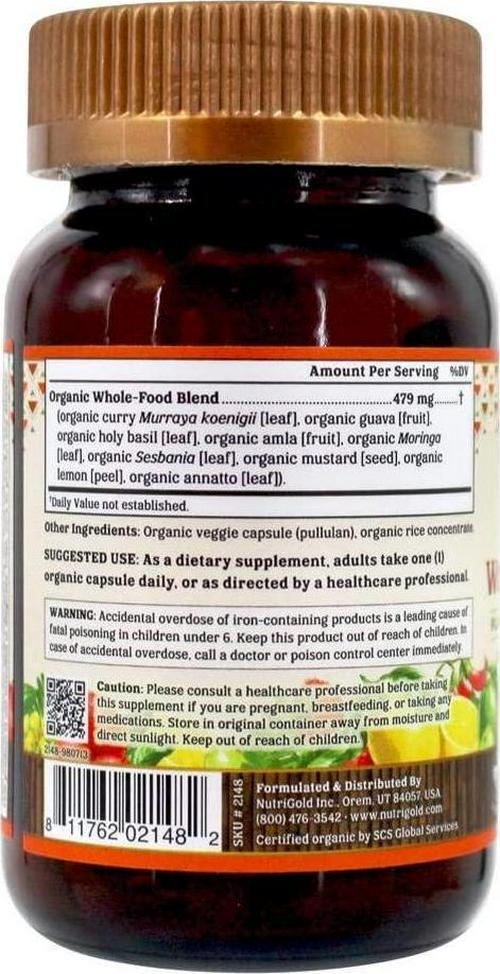 NUTRIGOLD - ONE DAILY WOMEN'S MULTI GOLD 30cap (Organic, non-GMO, whole-food vitamins and minerals from real fruits, vegetables, and herbs. Convenient one-per-day vegan capsules!) 30 Servings