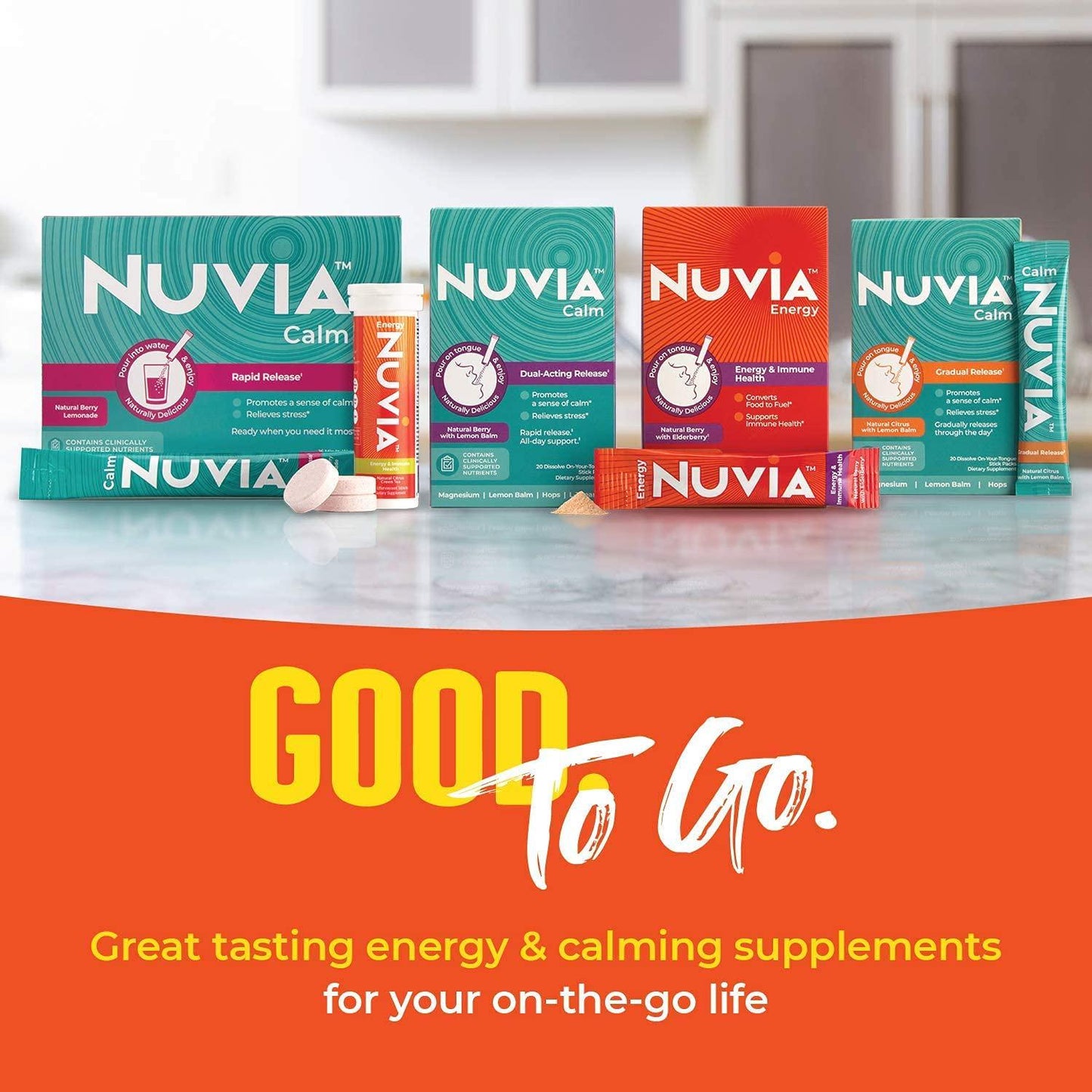 NUVIA Energy and Immune Support Effervescent Tablets | Multi-Vitamin and Nutrient Supplement | Natural Citrus Green Tea Flavor | 16 Dissolvable Supplements