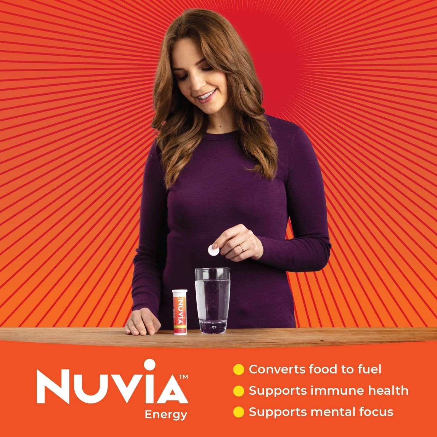 NUVIA Energy and Immune Support Effervescent Tablets | Multi-Vitamin and Nutrient Supplement | Natural Citrus Green Tea Flavor | 16 Dissolvable Supplements