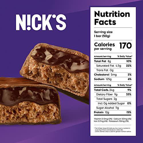 N!CK S Keto Snack Bar, Triple Chocolate, Low Net Carbs, High Protein, No Added Sugar, 5g Collagen, Low Carb Protein Bar, Low Sugar Meal Replacement Bar, Keto Snacks, 12-Count
