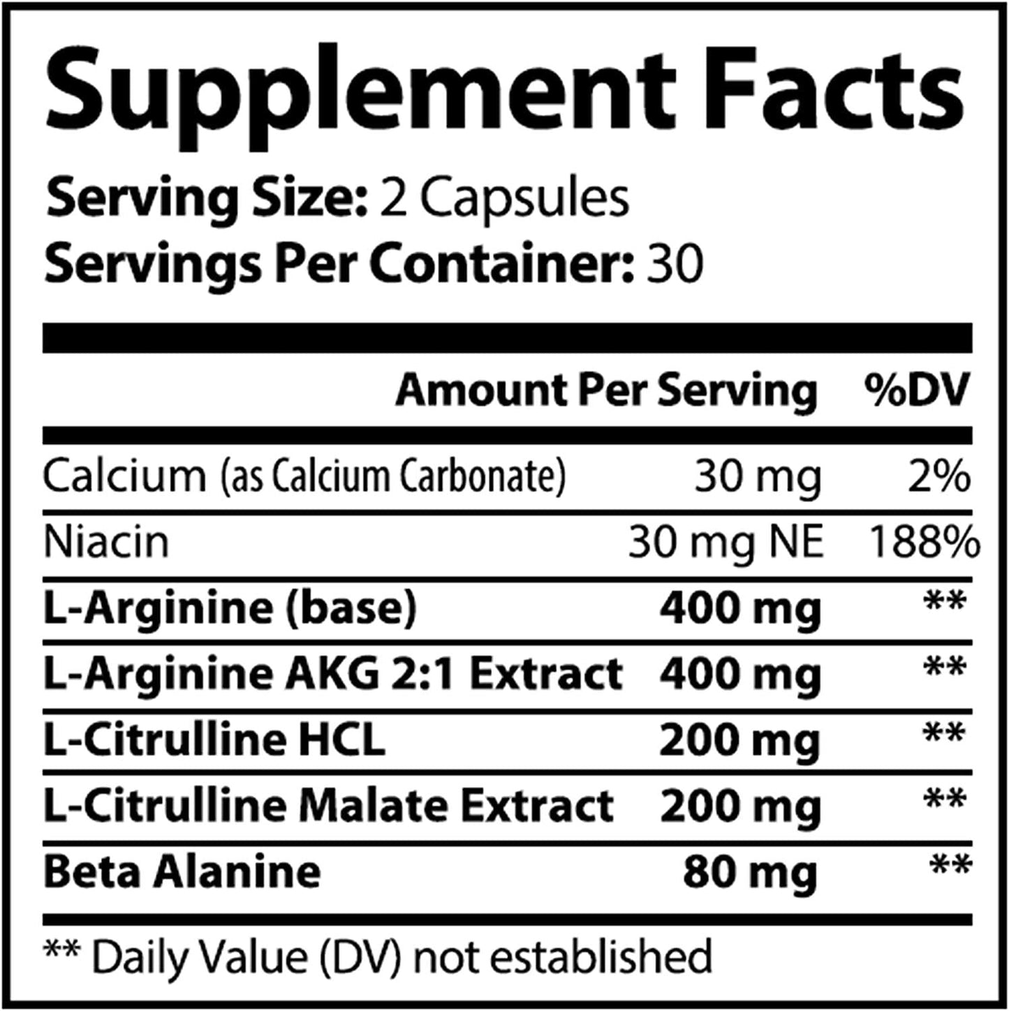 N.O. Max Nitric Oxide Supplement - L Arginine, Citrulline Malate, AAKG, Beta Alanine - 60 Capsules