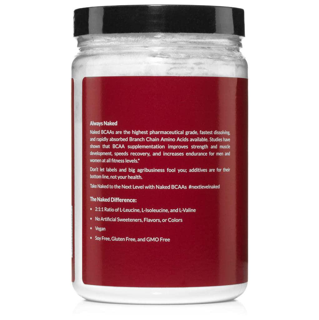 Naked BCAAs Amino Acids Powder - 100 Servings - Vegan Unflavored Branched Chain Amino Acids 500 Grams - 100% Pure 2:1:1 Formula - Instantized All Natural BCAA Powder Supplement to Increase Gains