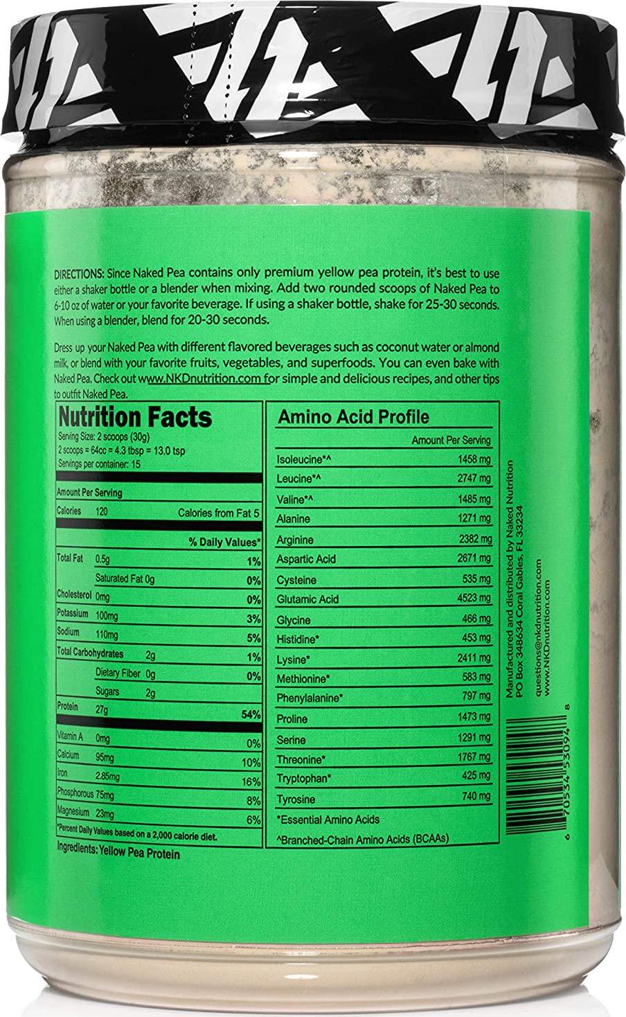 Naked Pea - Pea Protein Isolate from North American Farms - Plant Based, Vegetarian and Vegan Protein. Easy to Digest, Speeds Muscle Recovery - Non-GMO, No Lactose, No Soy and Gluten Free - 15 Servings