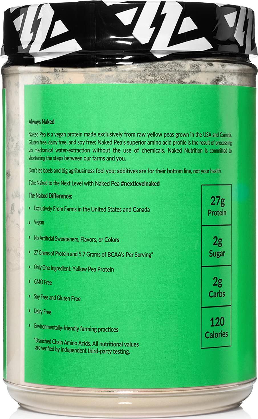 Naked Pea - Pea Protein Isolate from North American Farms - Plant Based, Vegetarian and Vegan Protein. Easy to Digest, Speeds Muscle Recovery - Non-GMO, No Lactose, No Soy and Gluten Free - 15 Servings