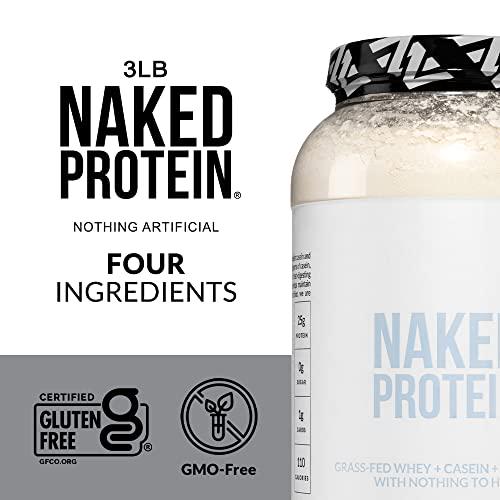 Naked Protein Powder Blend - Egg, Whey and Casein Protein Powder Blend, Only 4 Ingredients, Non-GMO, No Soy, Gluten Free, No Artificial Sweeteners, Flavors or Colors, Keto and Paleo Friendly - 3 LB
