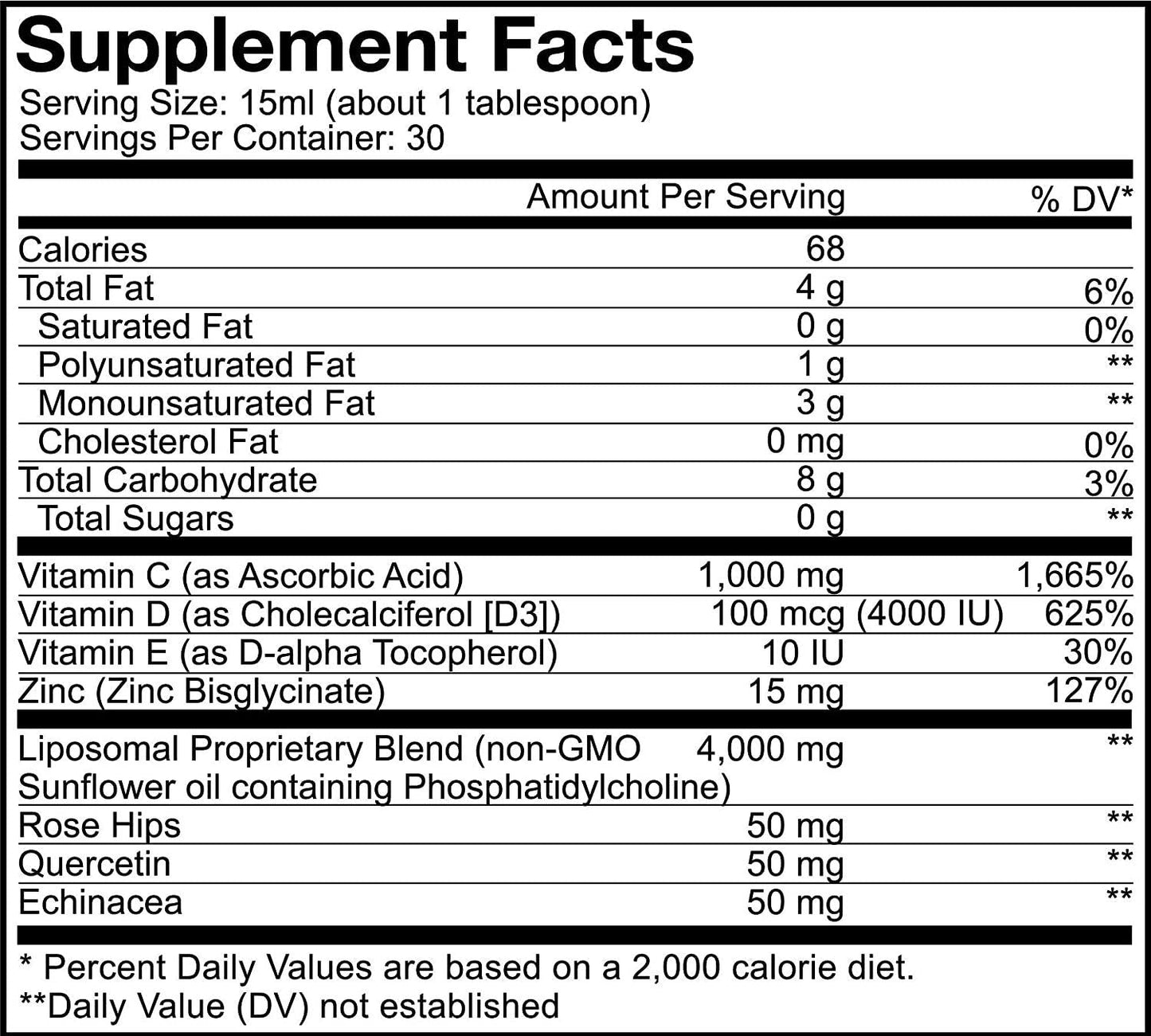 Nanofood Wonder-C Liposomal Vitamin C Liquid Supplement Vitamin D3, E and Zinc, Rose Hips, Quercetin and Echinacea, Non-GMO Liposomes Blend, Orange Tangerine Drops, 1000 mg Vitamin C Per Serving, 16 fl oz