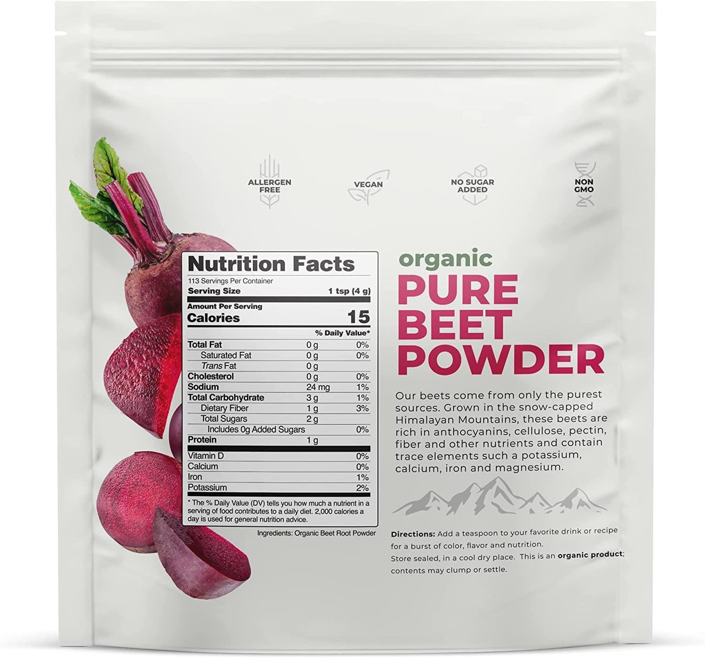 Nations Nutrition Organic Pure Beet Root Powder - Nitric Oxide Circulation Superfood, Supports Blood Pressure, Blood Flow and Heart Health - Increase Stamina and Natural Energy, 30+ Servings (1 LB Bag)