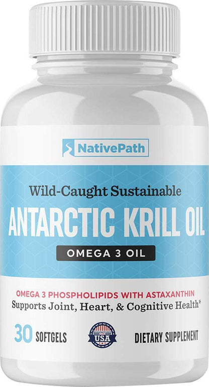 NativePath: Antarctic Krill Oil - 1, 2 or 3 Packs - 30 Softgels per Pack - Pure Source of Omega-3 Fatty Acids, DHA and EPA - Doctor-Formulated for Immunity, Mood, Memory, Heart Health - No Fishy Taste