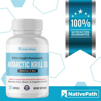 NativePath: Antarctic Krill Oil - 1, 2 or 3 Packs - 30 Softgels per Pack - Pure Source of Omega-3 Fatty Acids, DHA and EPA - Doctor-Formulated for Immunity, Mood, Memory, Heart Health - No Fishy Taste