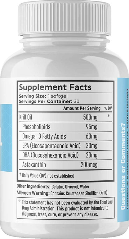 NativePath: Antarctic Krill Oil - 1, 2 or 3 Packs - 30 Softgels per Pack - Pure Source of Omega-3 Fatty Acids, DHA and EPA - Doctor-Formulated for Immunity, Mood, Memory, Heart Health - No Fishy Taste