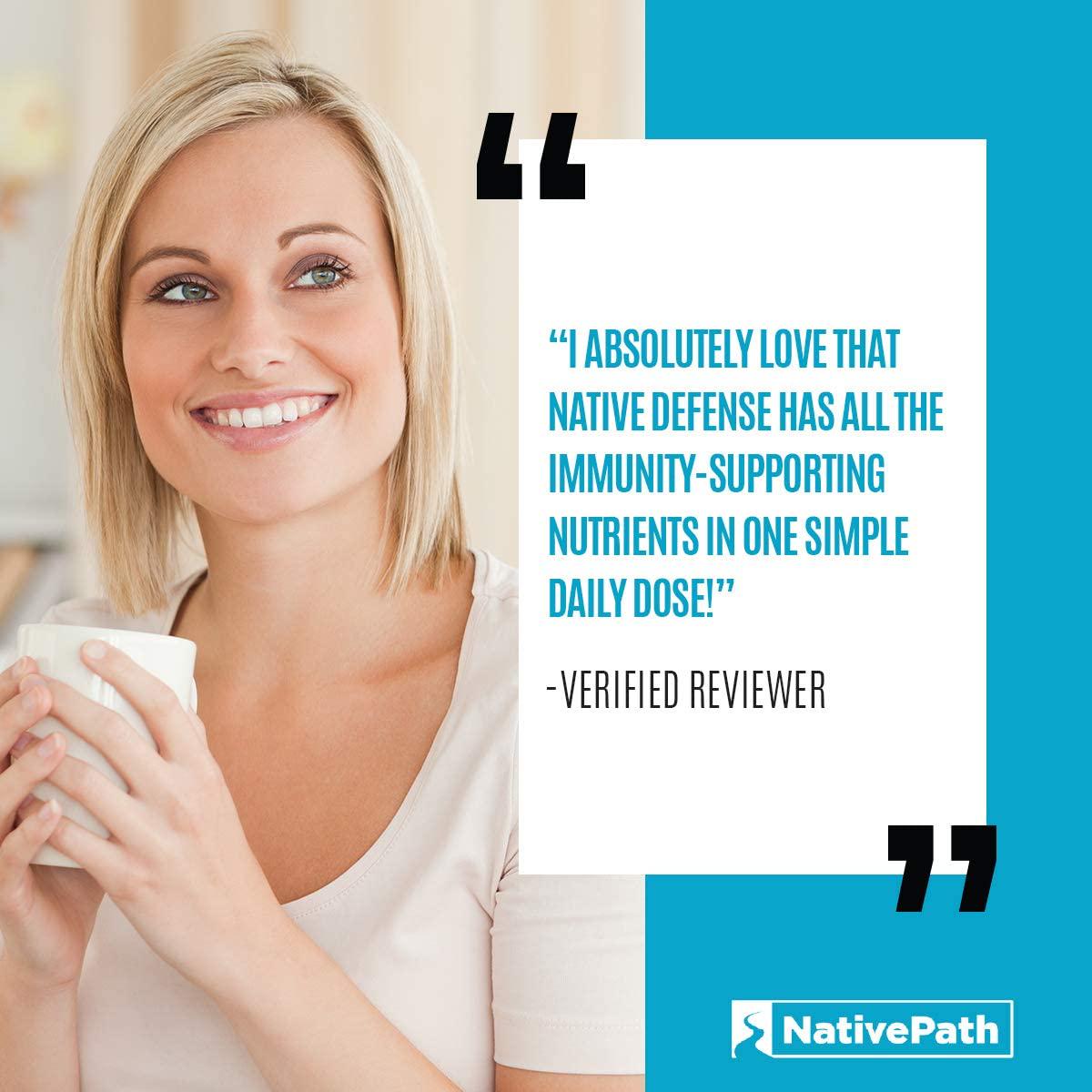 NativePath: Native Defense - All-Natural Collagen Production and Immune Support with Elderberry, Vitamin C, Vitamin D, Zinc, Quercetin and Siberian Ginseng - 30-Day Supply - Rich in Antioxidants