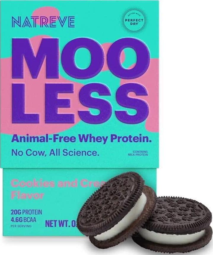 Natreve MOOLESS Animal Free Whey Protein Powder - 20g Lactose Free Protein Powder with Amino Acids - Gluten Free Cookies and Cream, 10 Servings