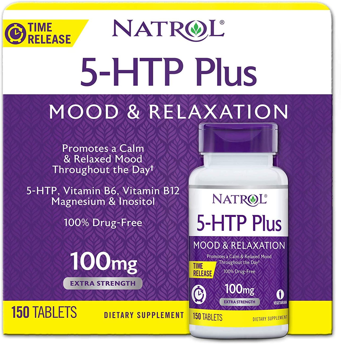 Natrol 5-HTP Plus Time Release, 100mg Tablets,150 Count