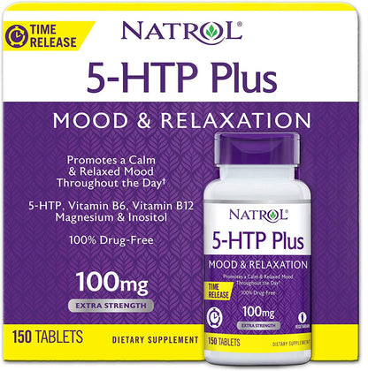 Natrol 5-HTP Plus Time Release, 100mg Tablets,150 Count