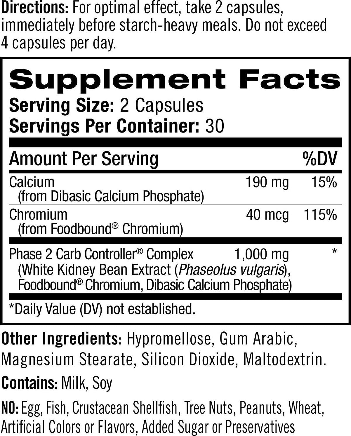 Natrol Carb Intercept with Phase 2 Carb Controller Capsules, White Kidney Bean Extract, Helps Control Carbs, Helps Metabolize Fats, Clinically Tested, Promotes Healthy Body Weight, 1,000mg, 60 Count