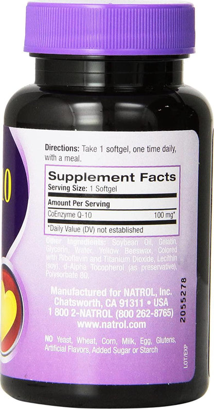 Natrol CoQ-10 100mg Softgels, 60 Count