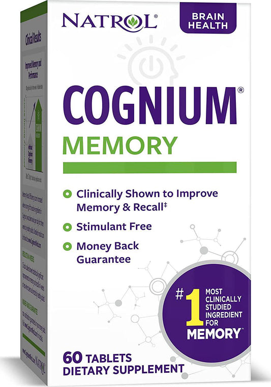 Natrol Cognium Tablets, Brain Health, Keeps Memory Strong, Shown to Improve Memory and Recall in Healthy Adults, Safe and Stimulant Free, 100mg, 60 Count