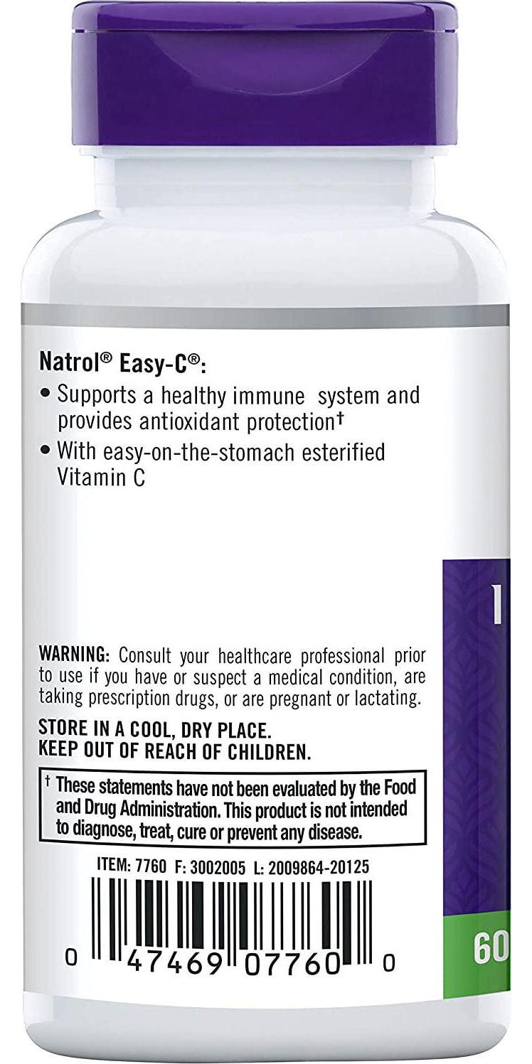 Natrol Easy-c Immune Health, High-potency Antioxidant Vitamin C, 500 Mg Tablets, 60 Count