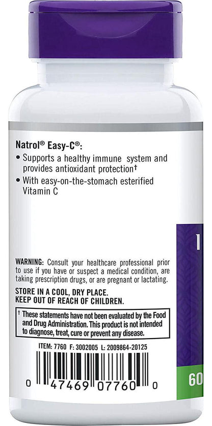 Natrol Easy-c Immune Health, High-potency Antioxidant Vitamin C, 500 Mg Tablets, 60 Count