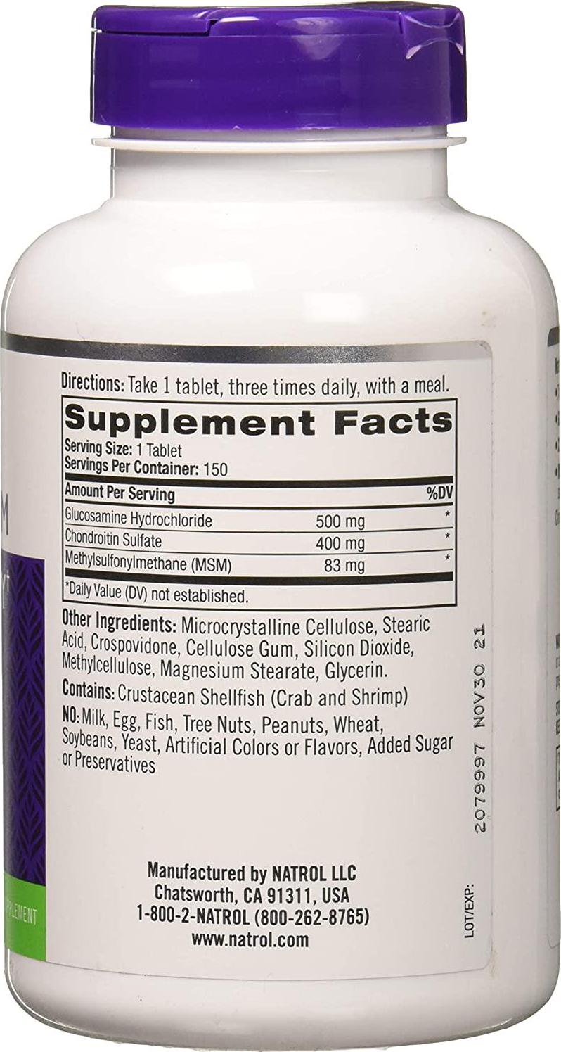 Natrol Glucosamine Chondroitin and MSM Tablets, 150-Count