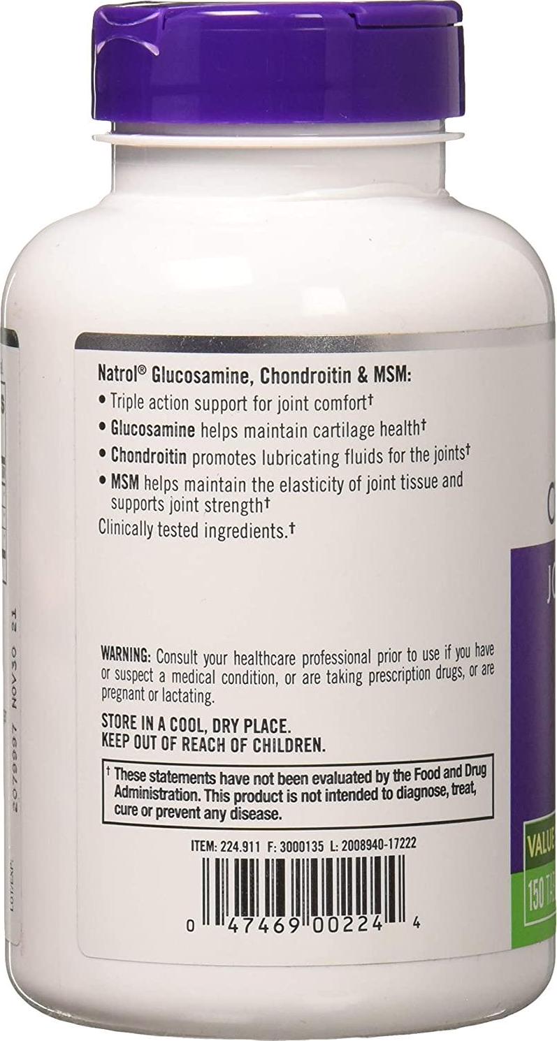 Natrol Glucosamine Chondroitin and MSM Tablets, 150-Count