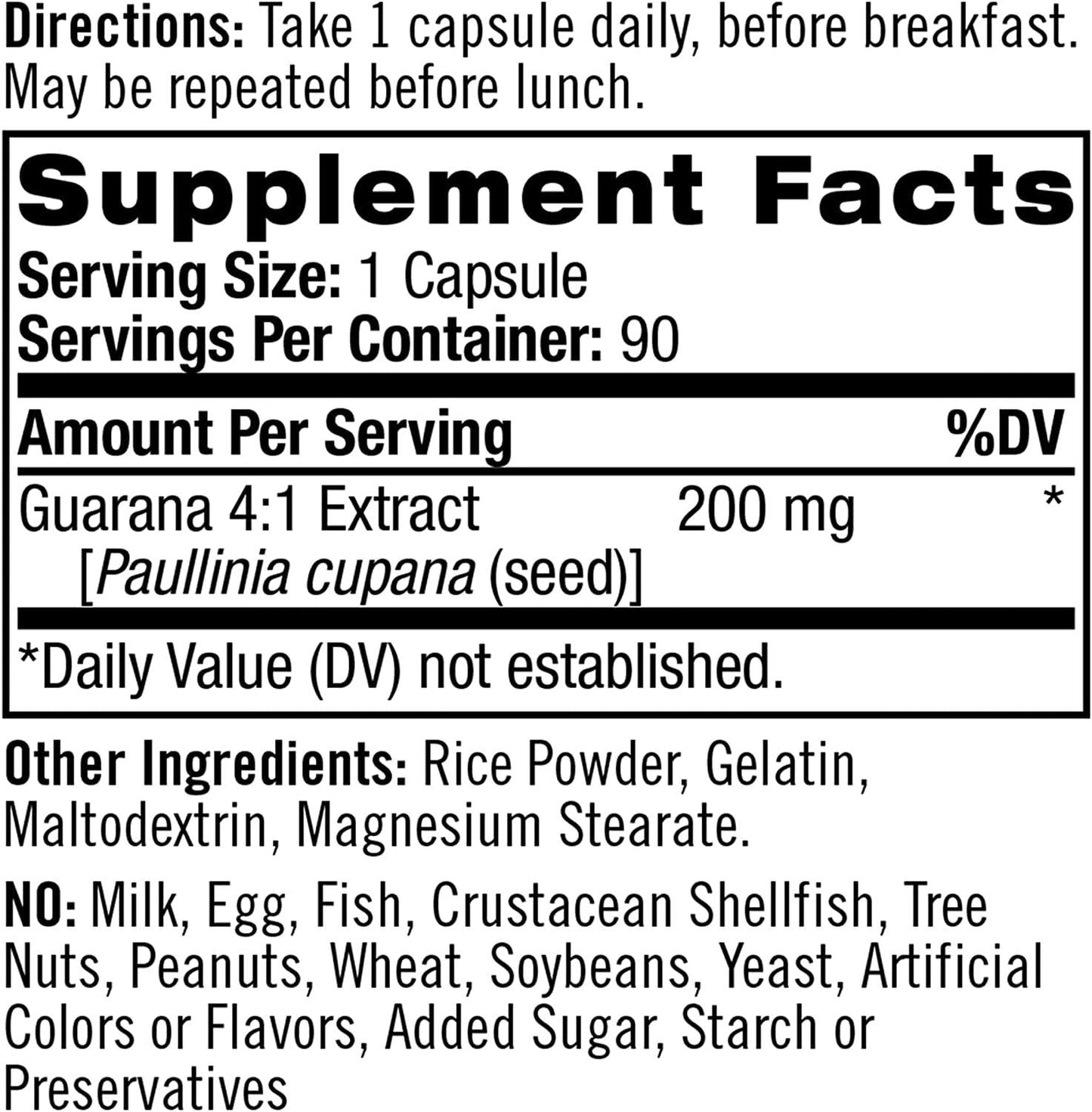 Natrol Guarana 200mg Capsules, 90 Count