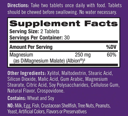 Natrol - High Absorption Magnesium Mineral Support Cranberry - 60 Chewable Tablets