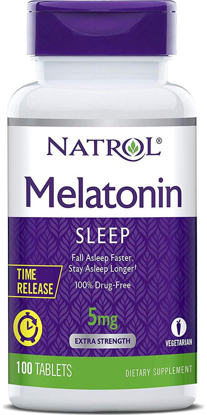 Natrol Melatonin Time Release Tablets, 5mg, 100 Count (Pack of 2)