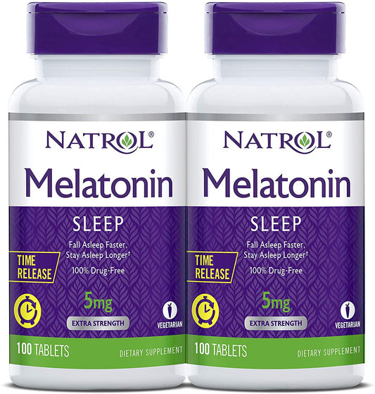 Natrol Melatonin Time Release Tablets, 5mg, 100 Count (Pack of 2)